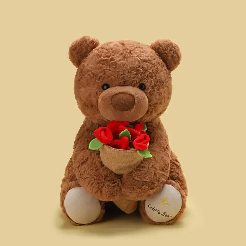 ours en peluche avec fleurs - Brun