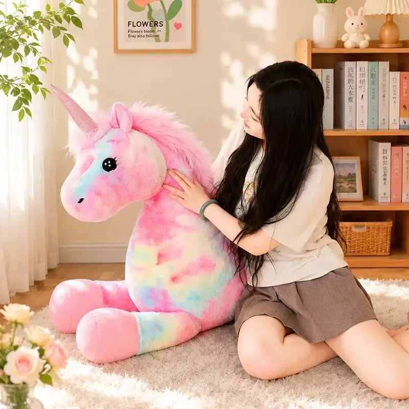 Grosse Peluche Licorne Rose