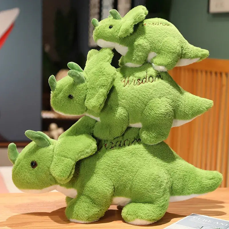 Vincent le Tricératops Mignon - Doudou Dinosaure Vert Mignon