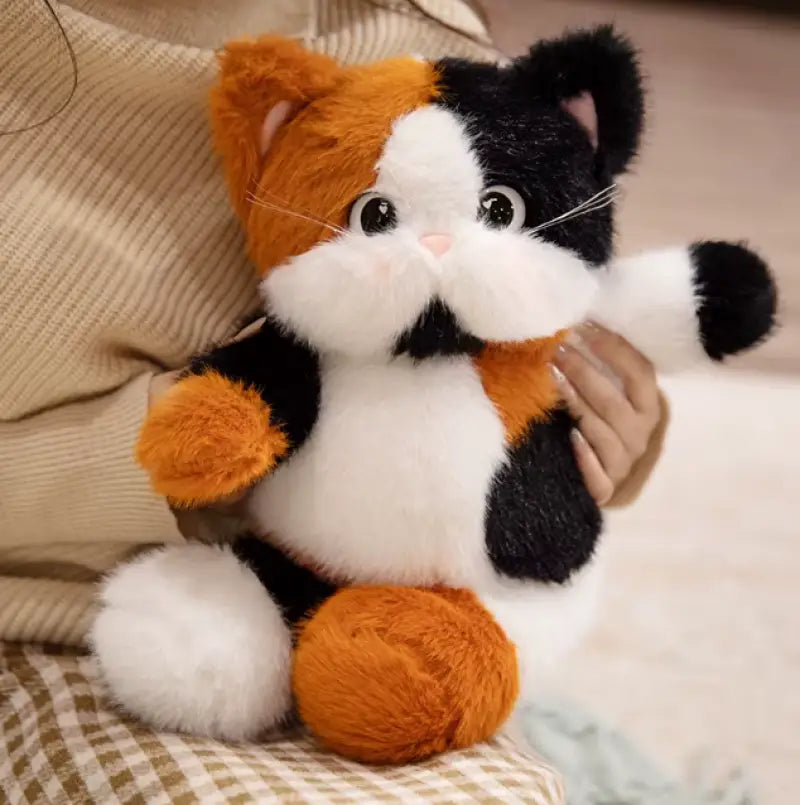 peluche chat blanc et roux