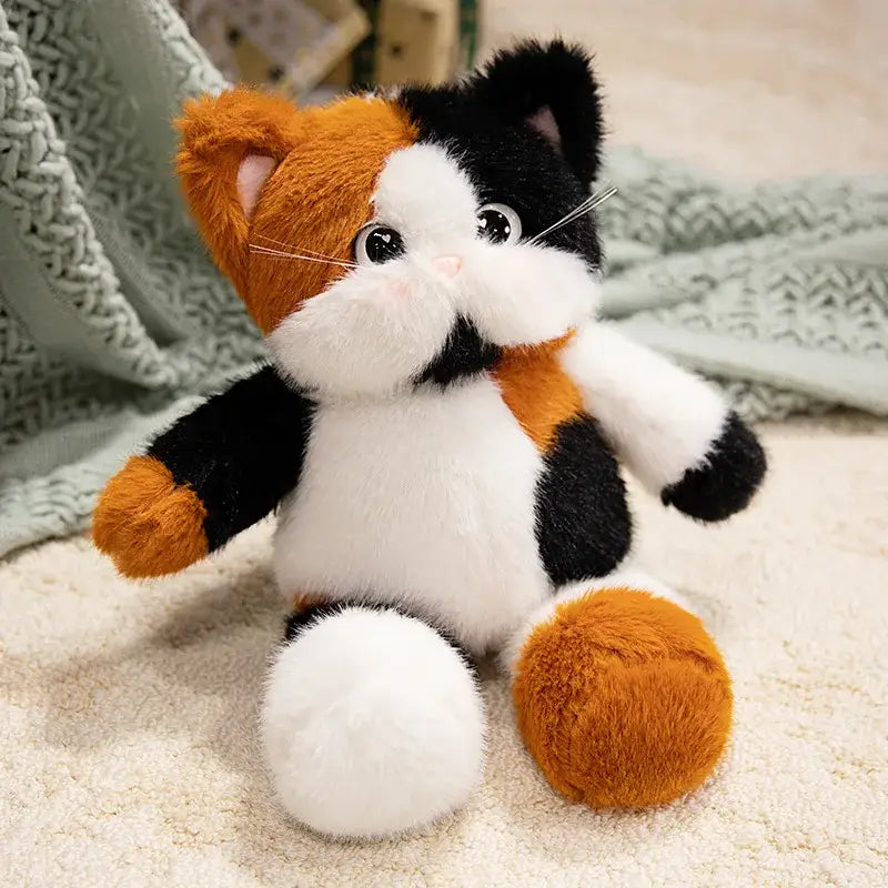 peluche chat blanc et roux - 45cm