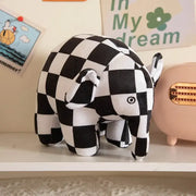 elephant en peluche Blanc Noir