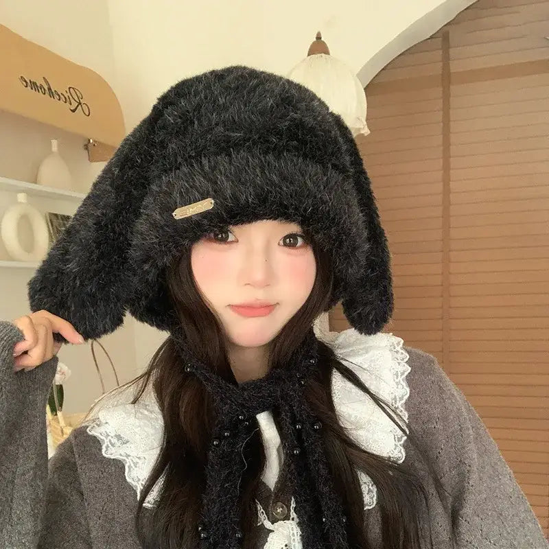 bonnet oreille de lapin - Noir